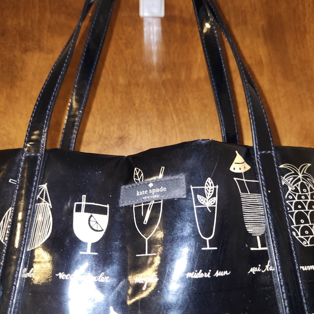 Black Tote Bag with Cocktail Print - Picture 3 of 7
